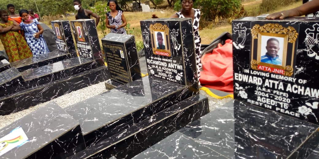 PHOTOS: TOMB UNVEILED FOR EIGHT ACADEMY PLAYERS WHO LOST THEIR LIVES IN GORY ACCIDENT.